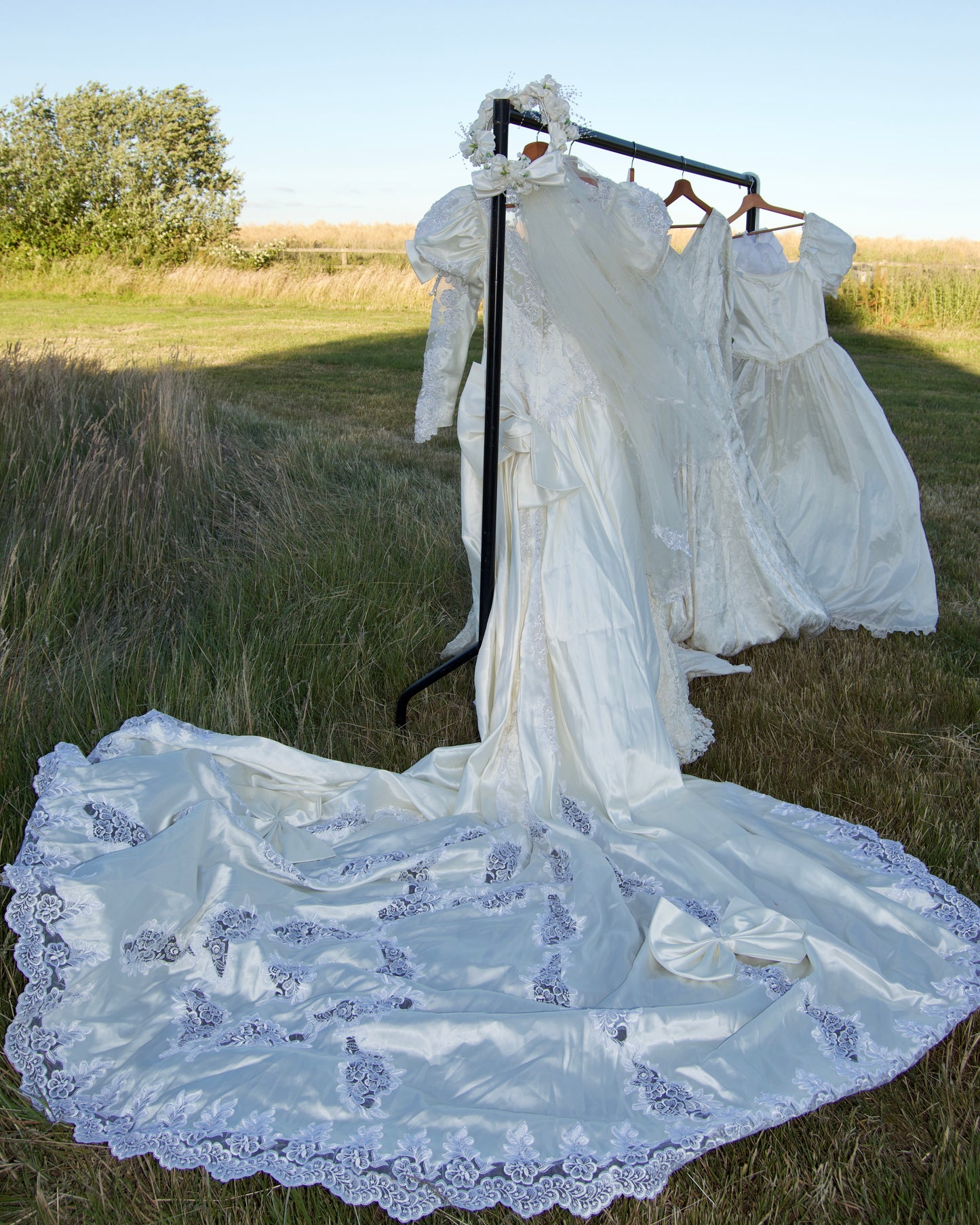 1980’s cathedral train wedding dress
