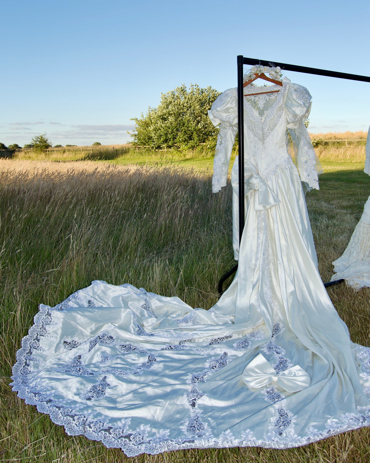 1980’s cathedral train wedding dress
