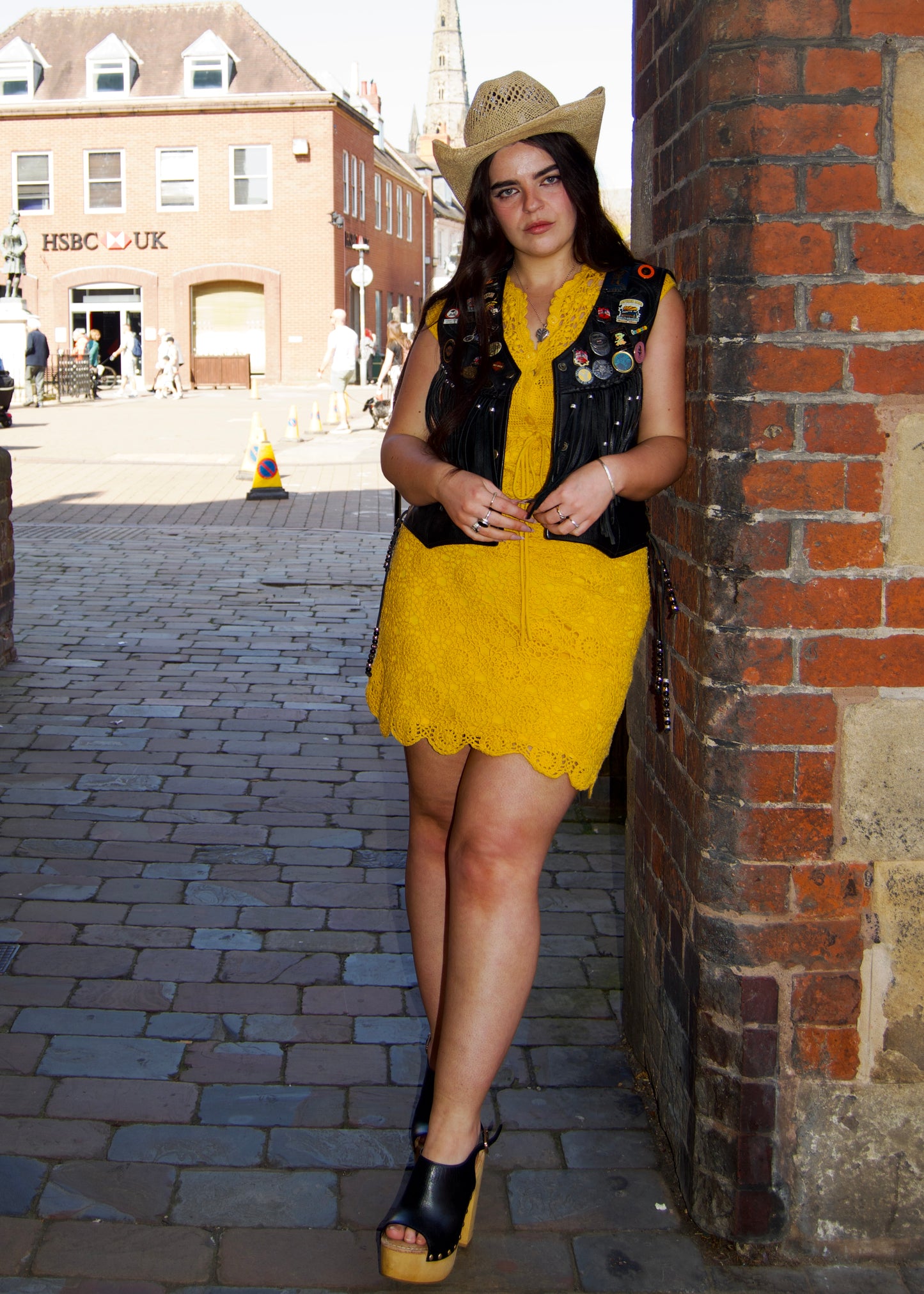 Vintage yellow crotchet dress