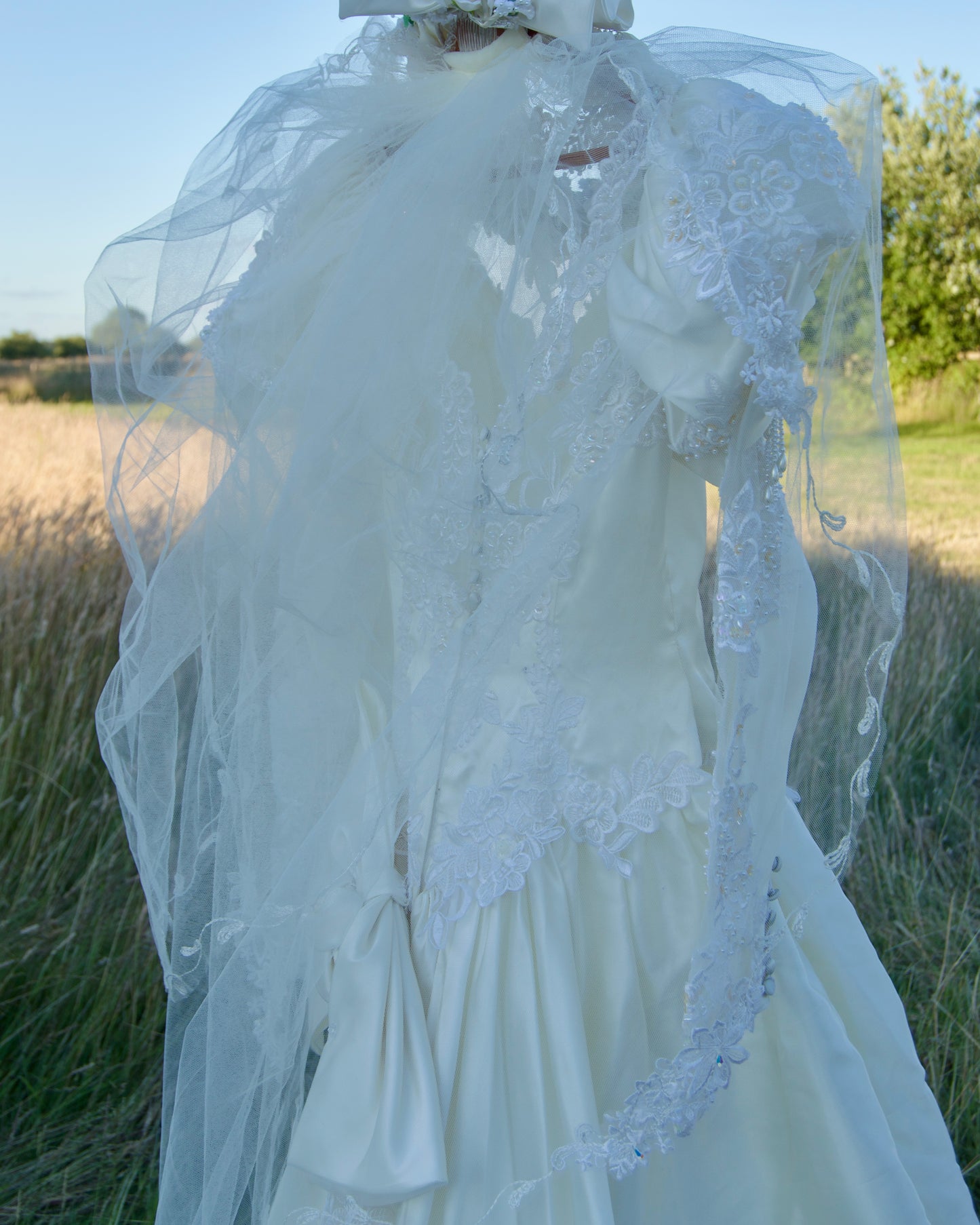 1980’s cathedral train wedding dress
