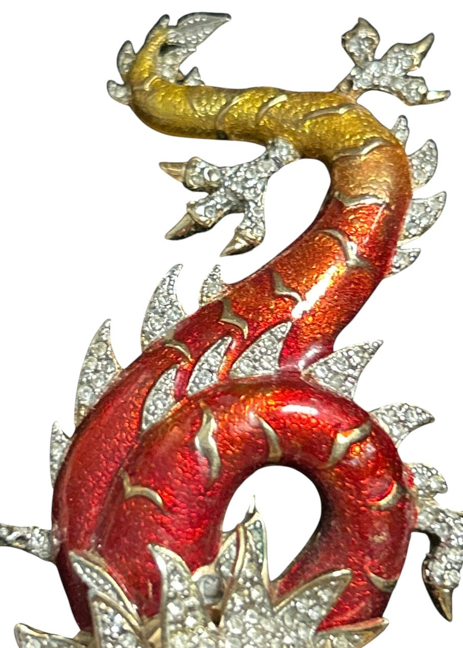 Vintage Butler & Wilson Ornate Crystal Chinese Dragon Brooch