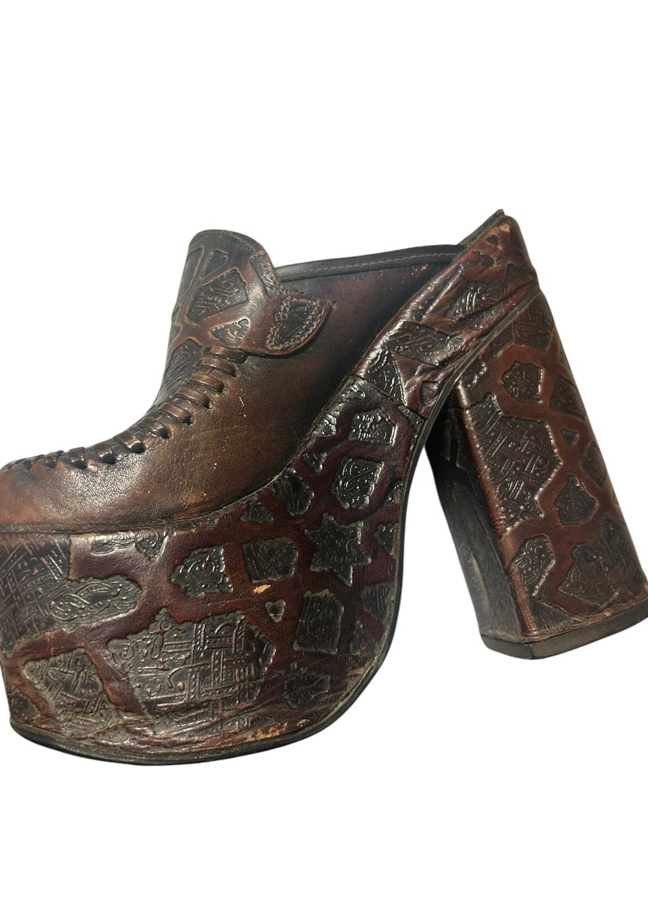 Rare vintage 1970s boho platform mules
