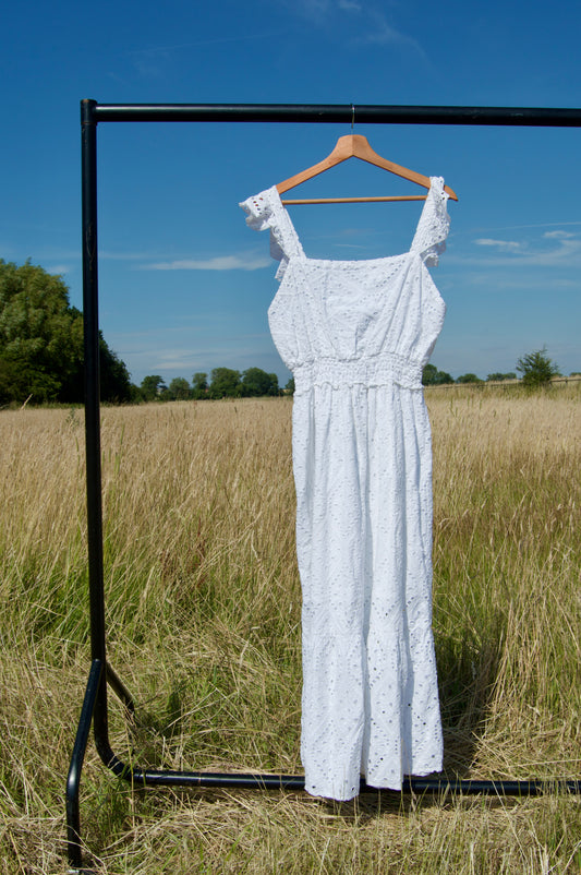 broderie anglaise maxi dress