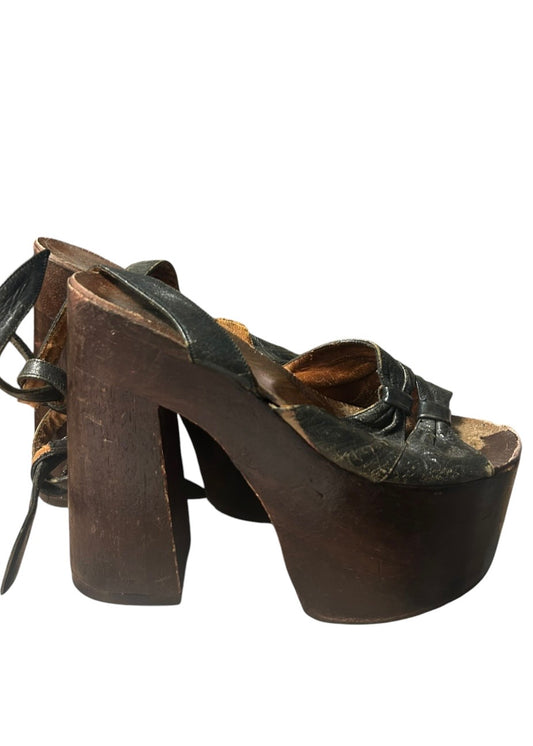 1970’s wooden and leather platforms