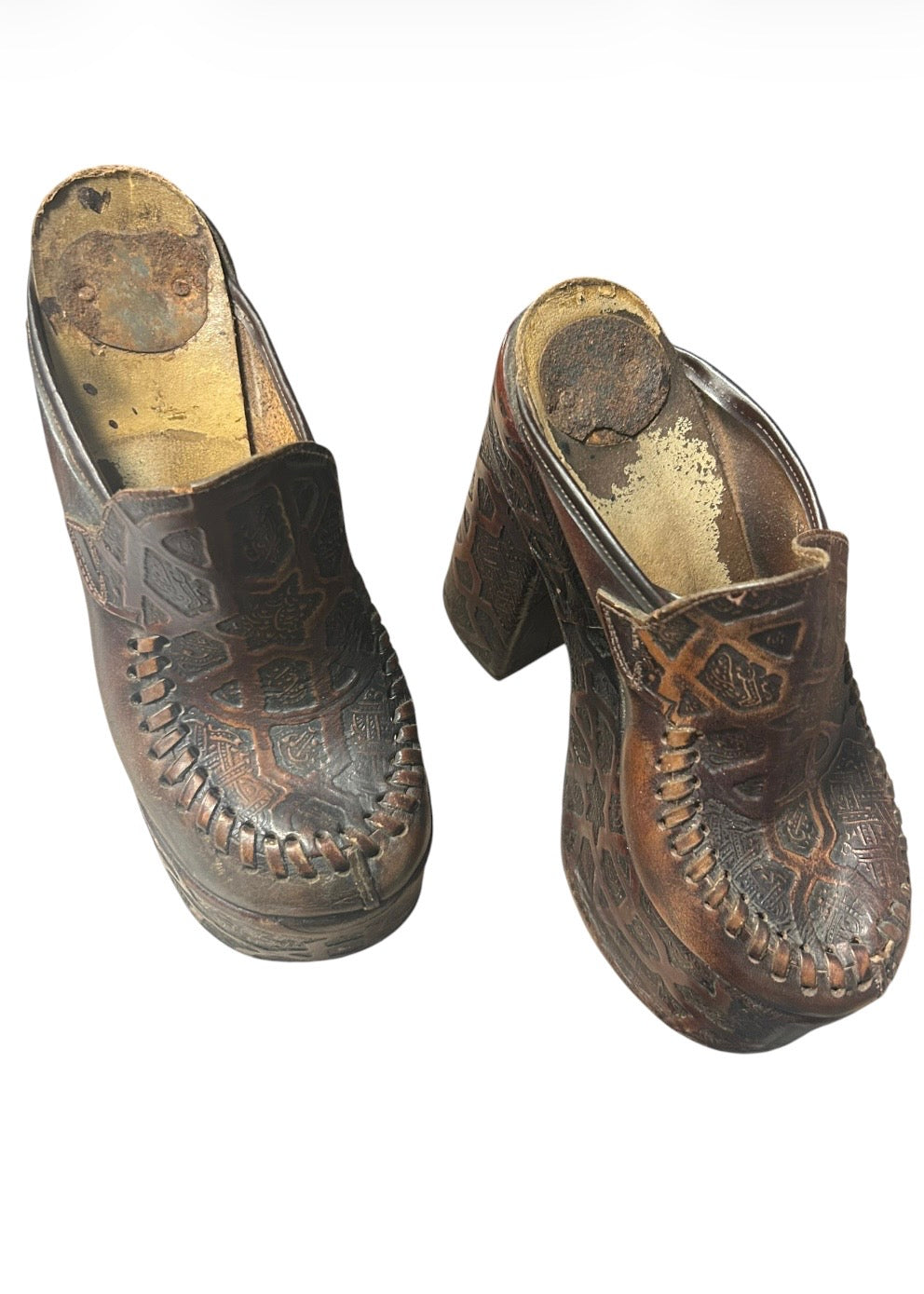 Rare vintage 1970s boho platform mules