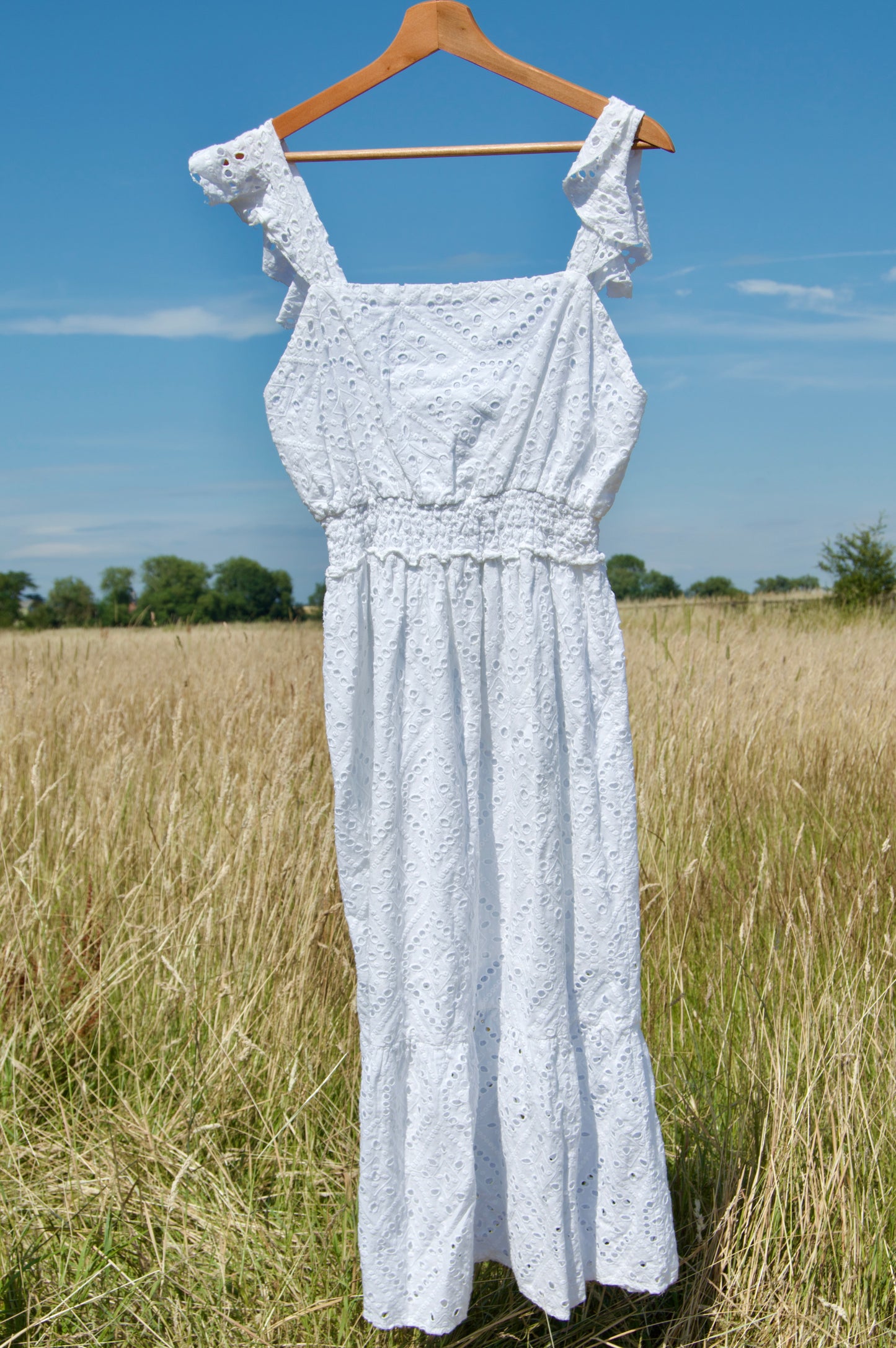 broderie anglaise maxi dress