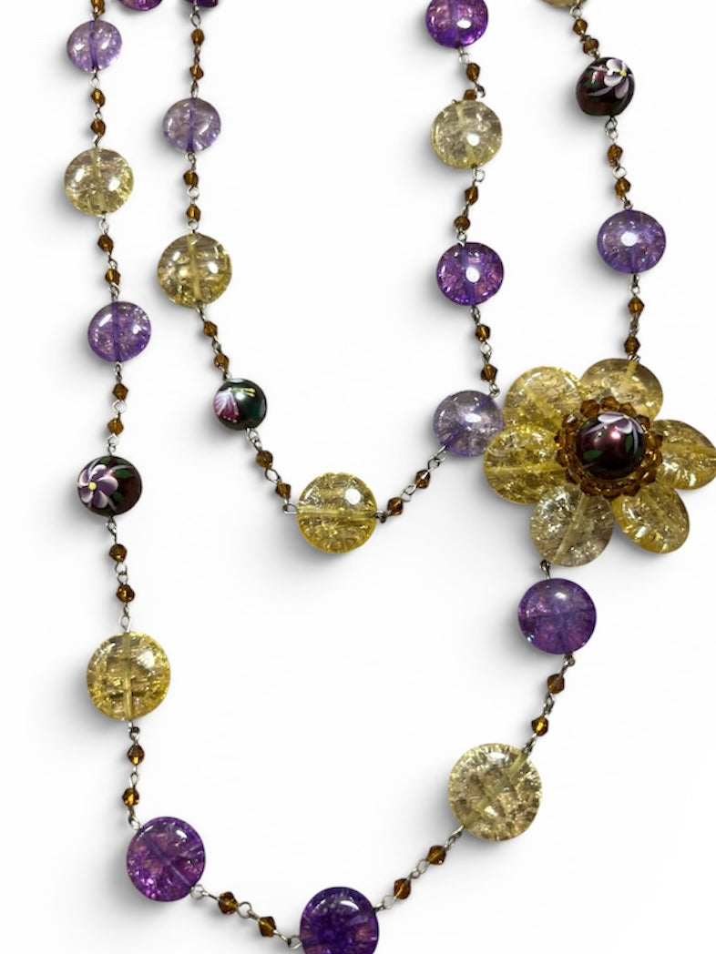 Vintage Butler & Wilson Long Beaded Floral Necklace