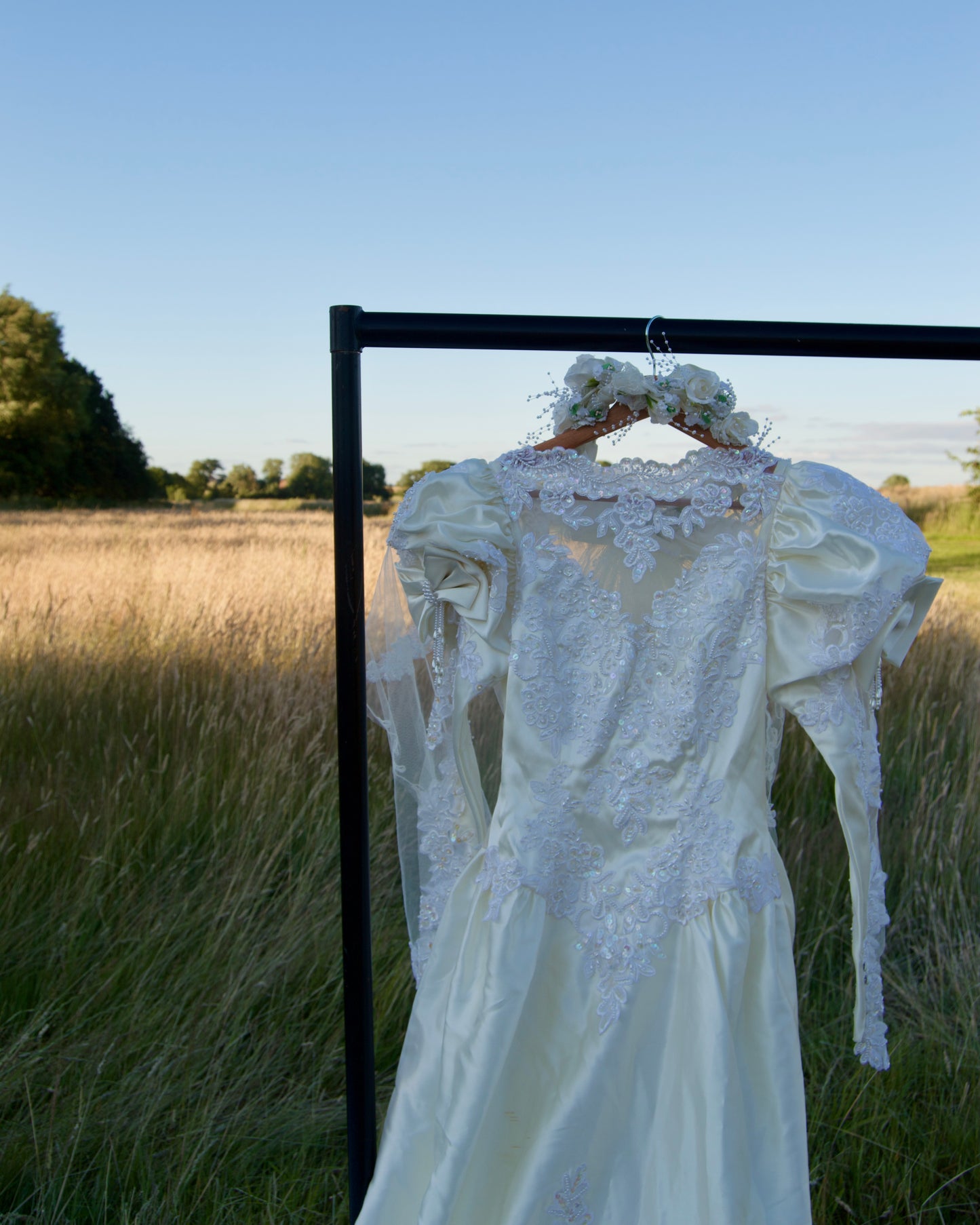 1980’s cathedral train wedding dress