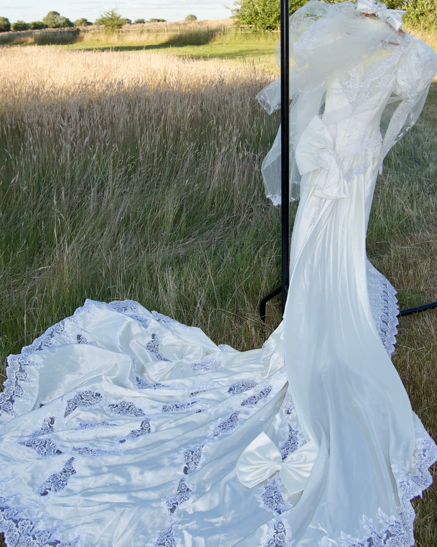 1980’s cathedral train wedding dress