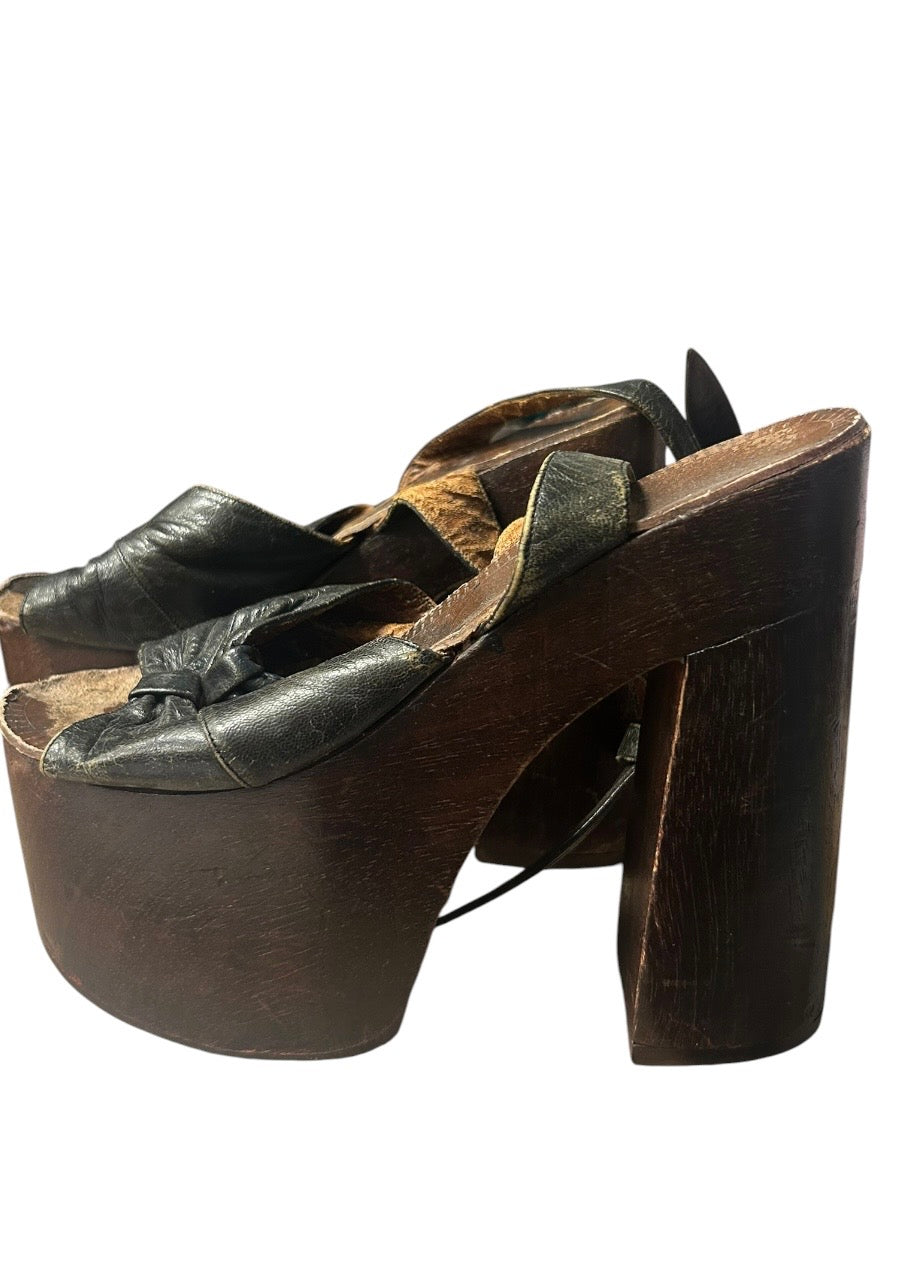 1970’s wooden and leather platforms
