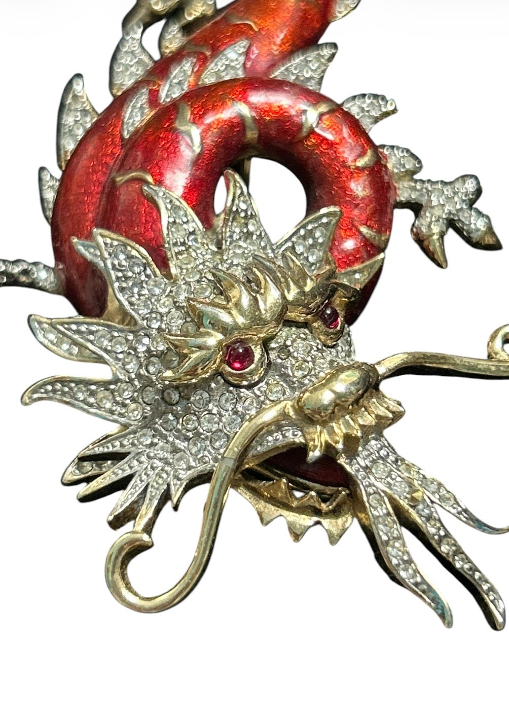 Vintage Butler & Wilson Ornate Crystal Chinese Dragon Brooch