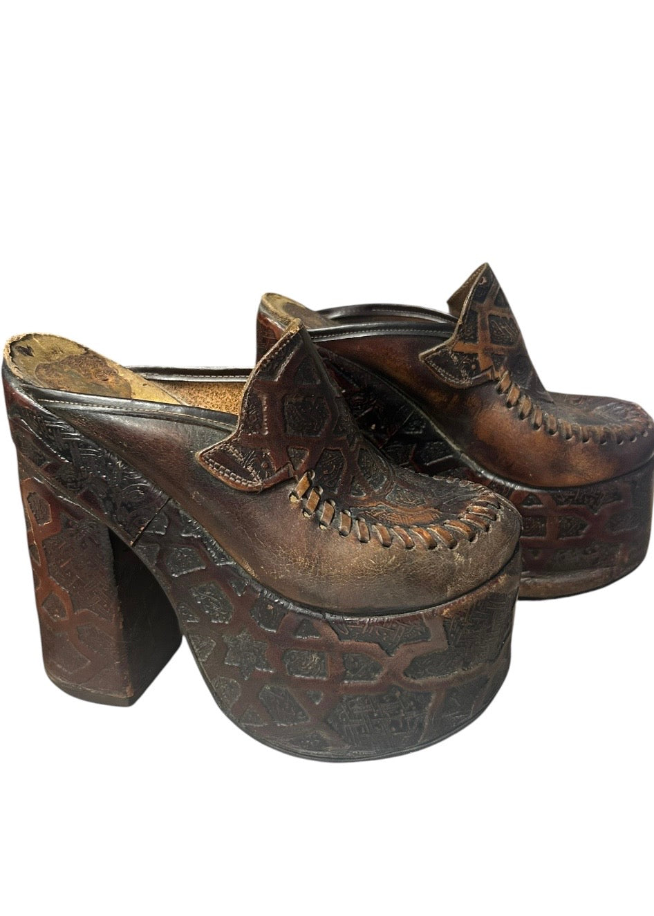 Rare vintage 1970s boho platform mules
