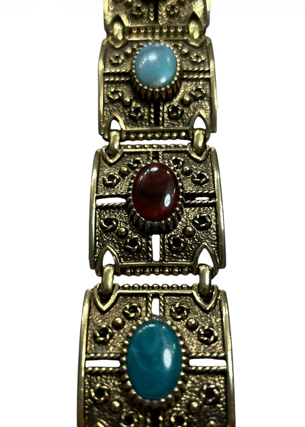 Vintage 70s Ornate Gold-Tone Panel Bracelet - Sarah Coventry