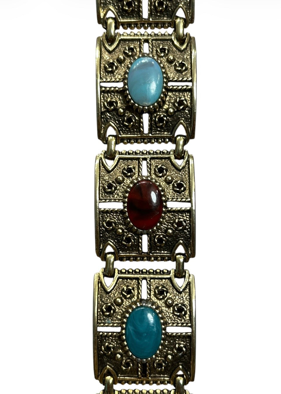 Vintage 70s Ornate Gold-Tone Panel Bracelet - Sarah Coventry