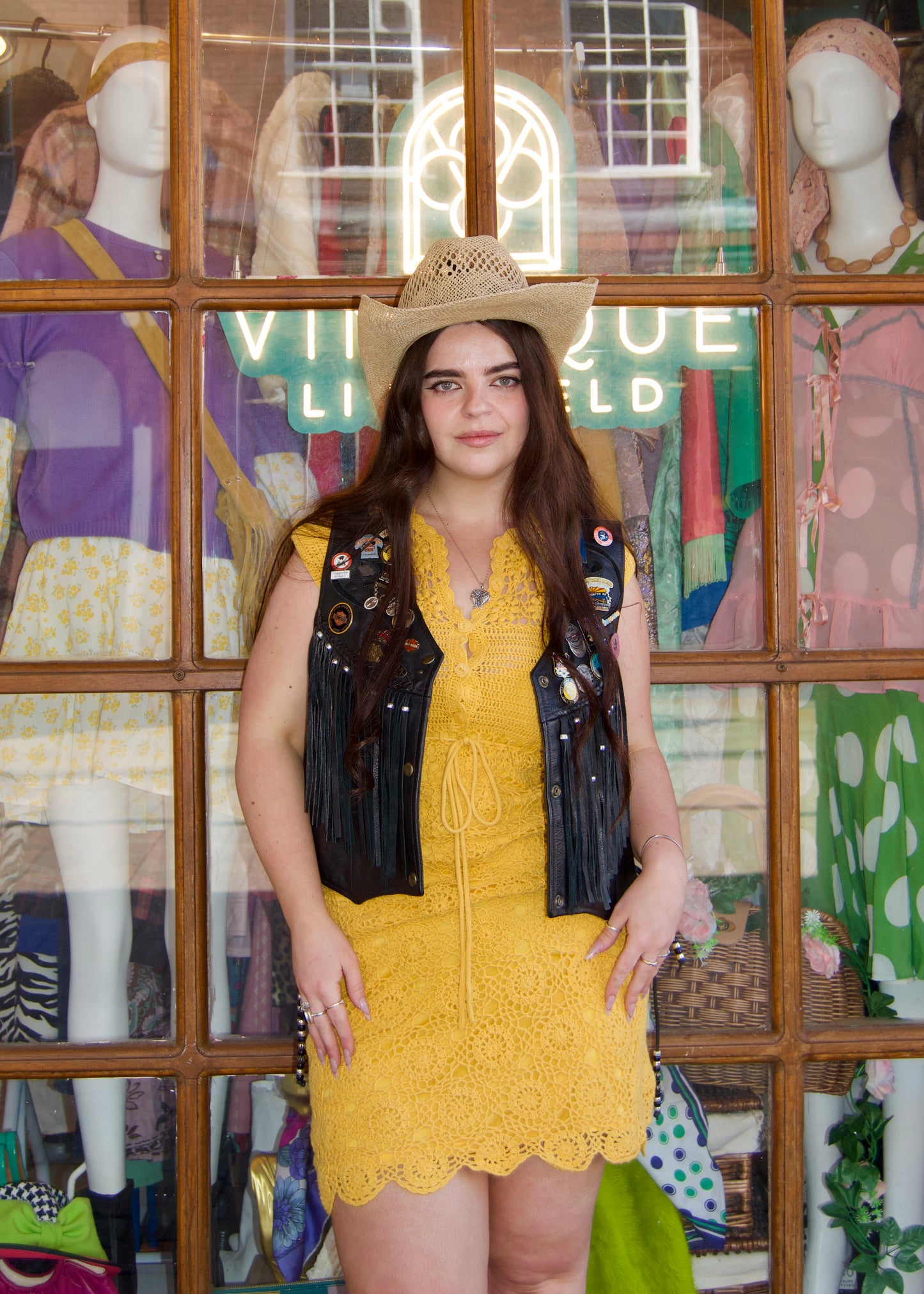 Vintage yellow crotchet dress