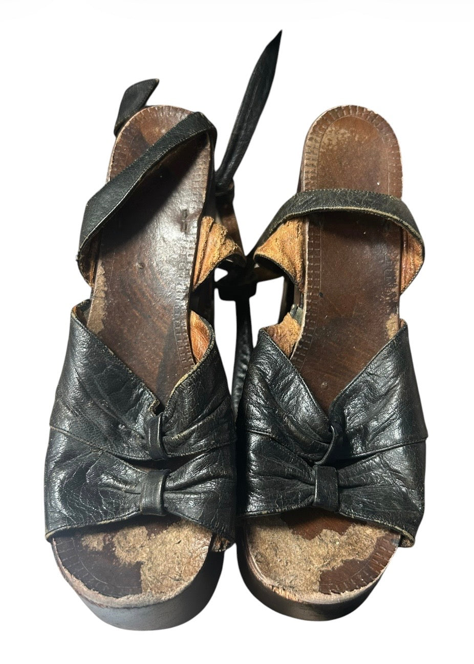 1970’s wooden and leather platforms
