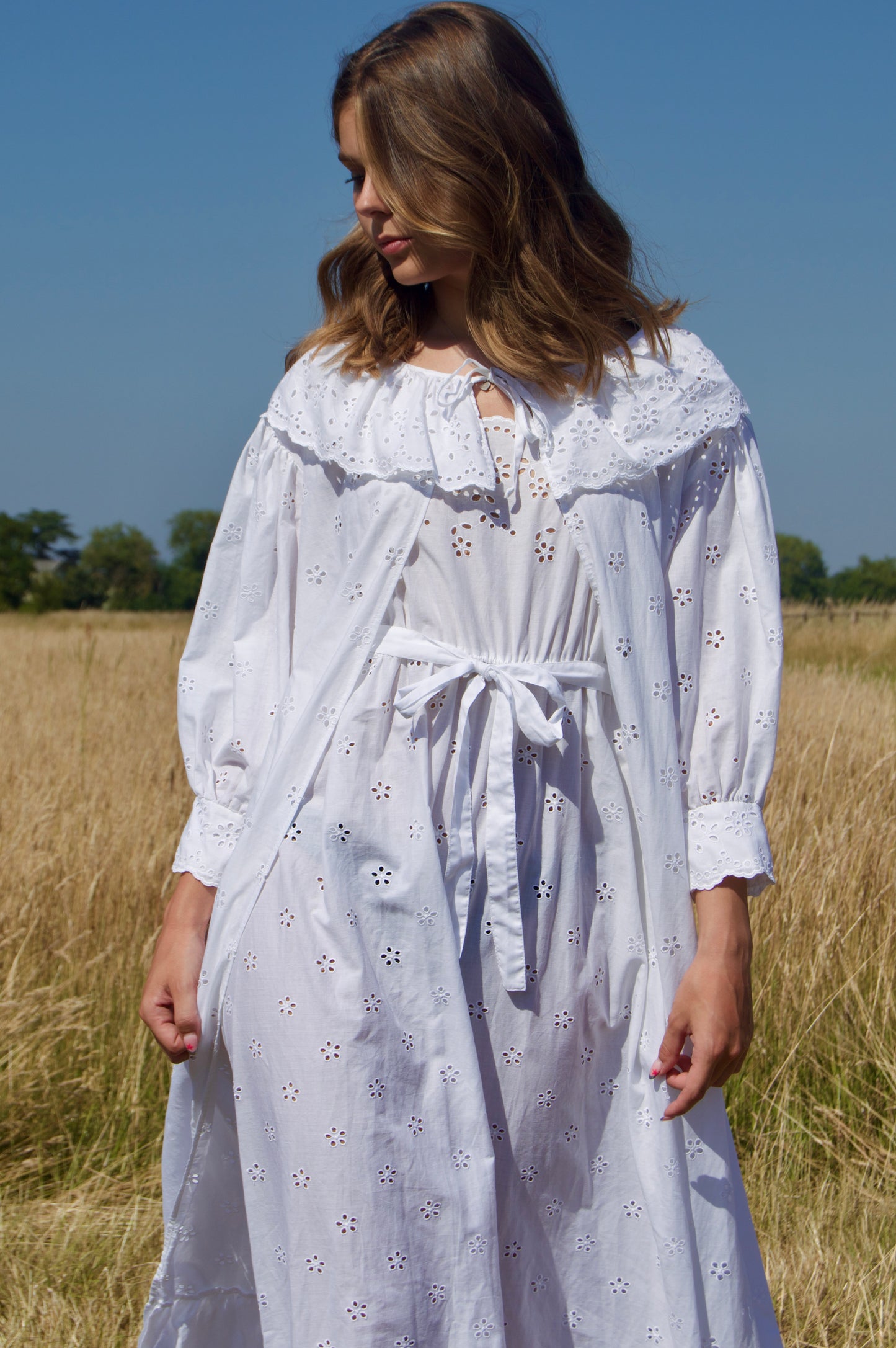 vintage broiderie anglaise nightgown and robe set
