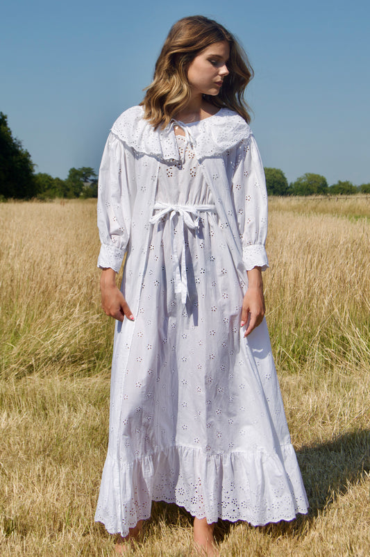 vintage broiderie anglaise nightgown and robe set