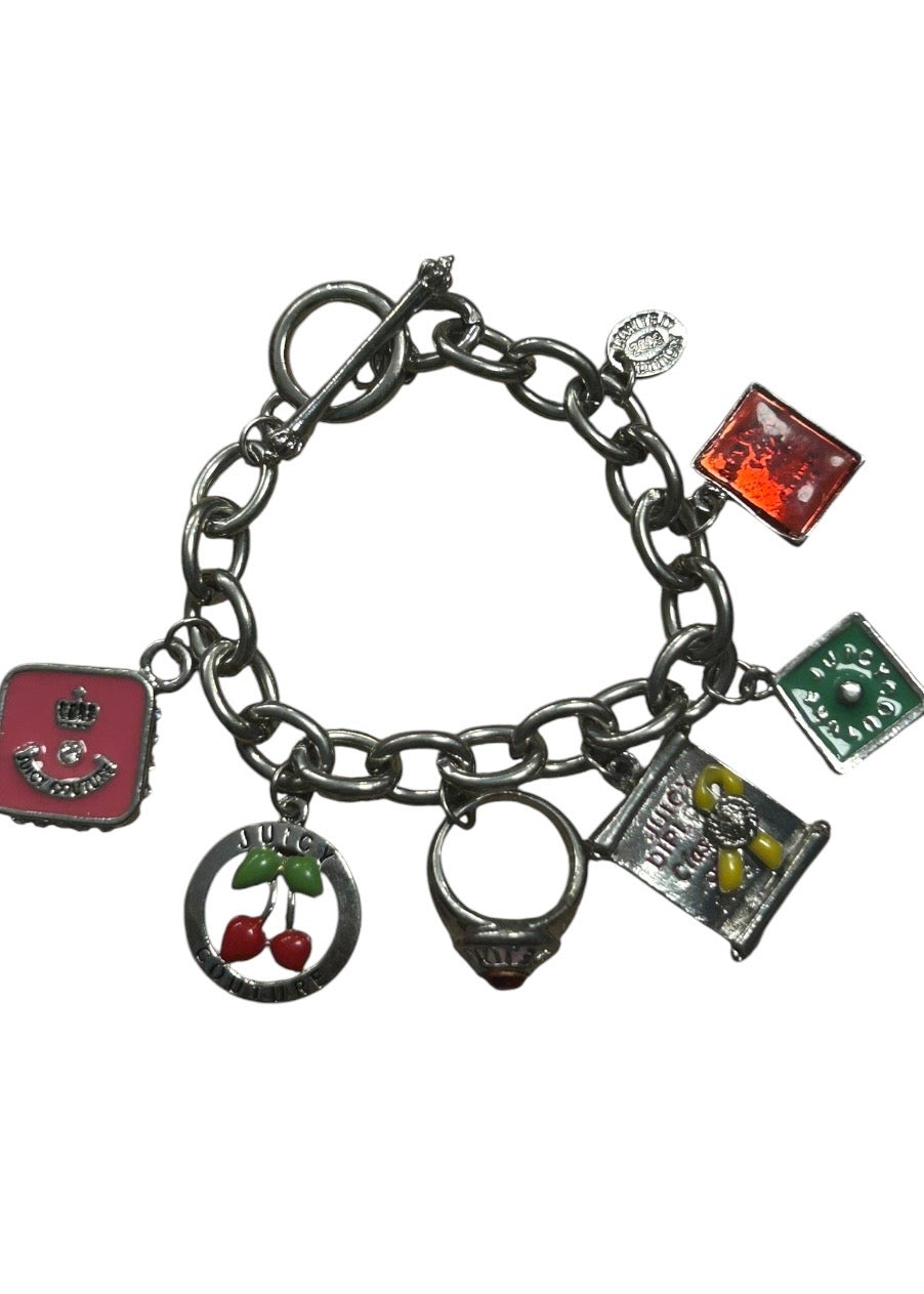 Limited edition Juicy Couture Silvertone Y2K Icon Charm Bracelet