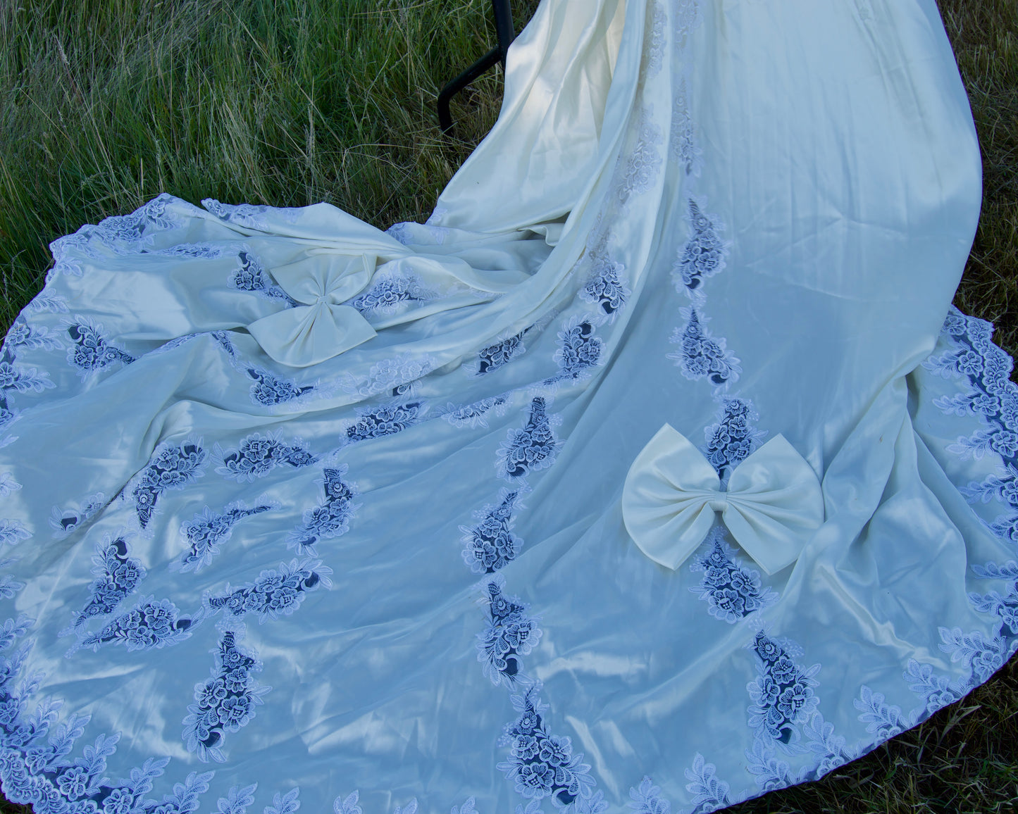 1980’s cathedral train wedding dress