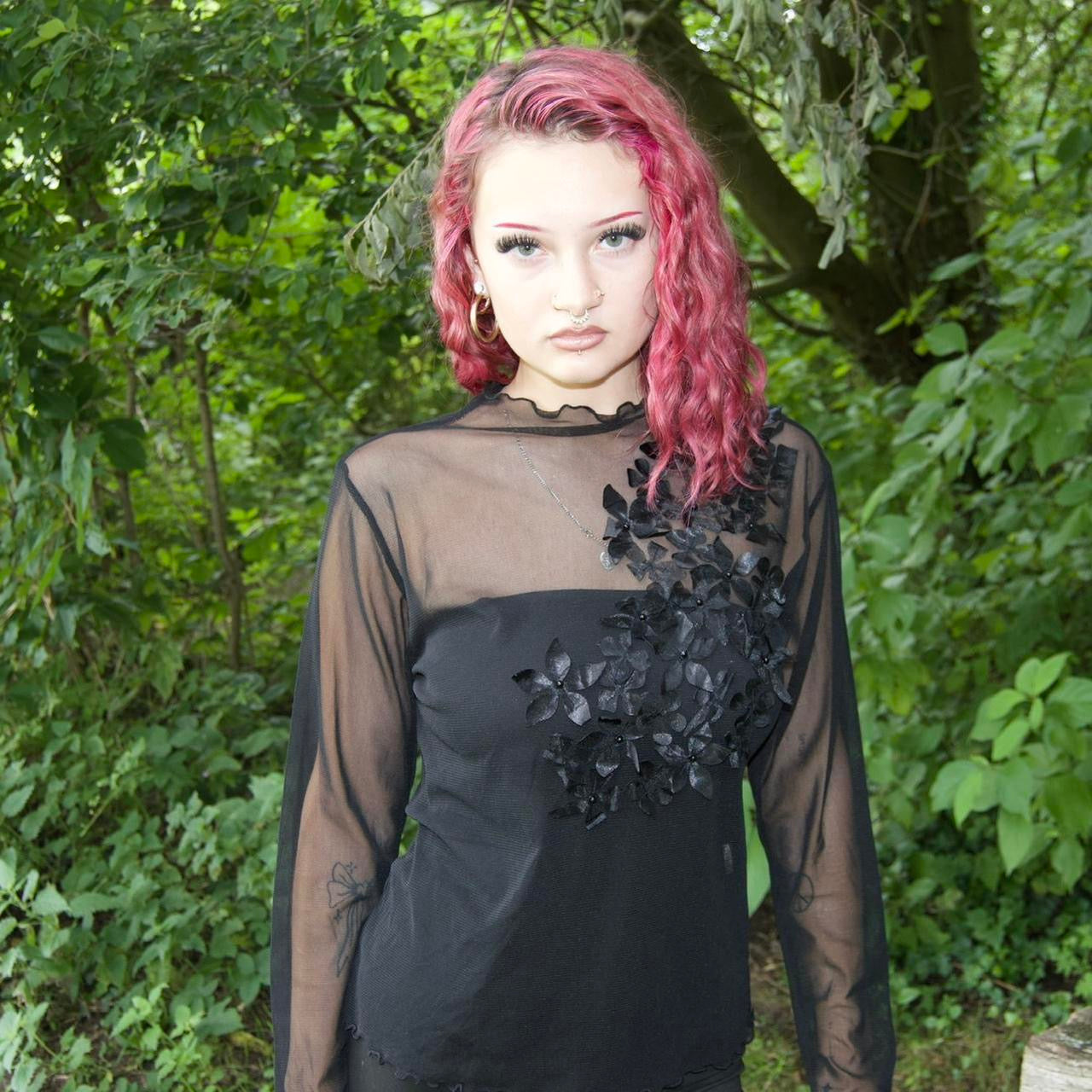 Floral mesh top