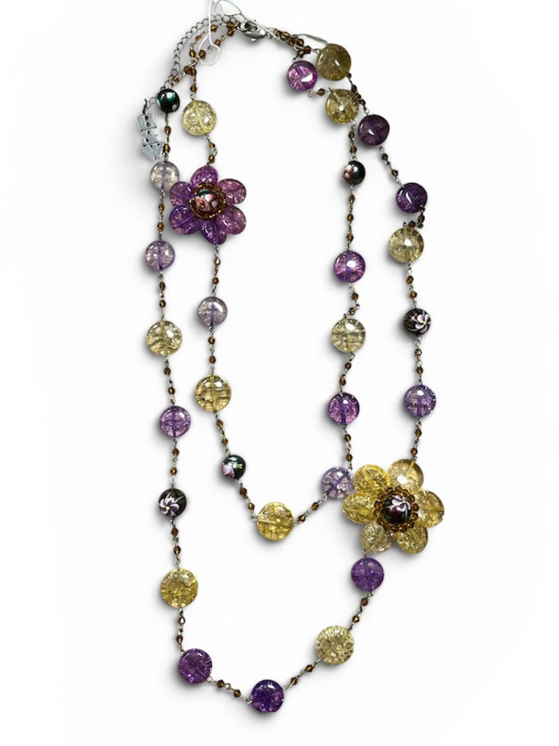 Vintage Butler & Wilson Long Beaded Floral Necklace