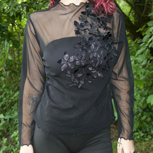 Floral mesh top