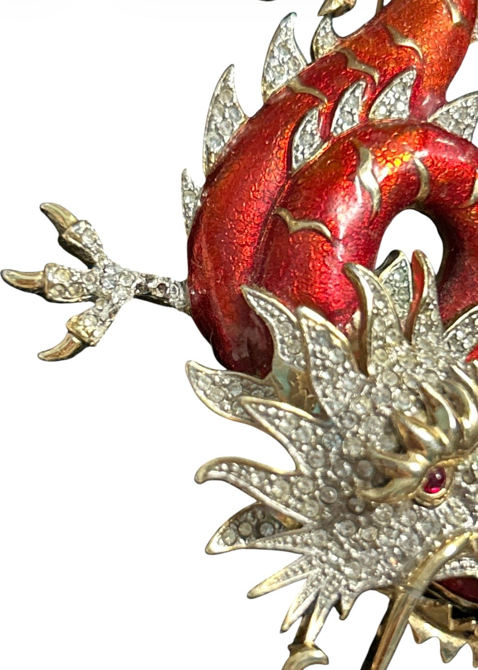 Vintage Butler & Wilson Ornate Crystal Chinese Dragon Brooch