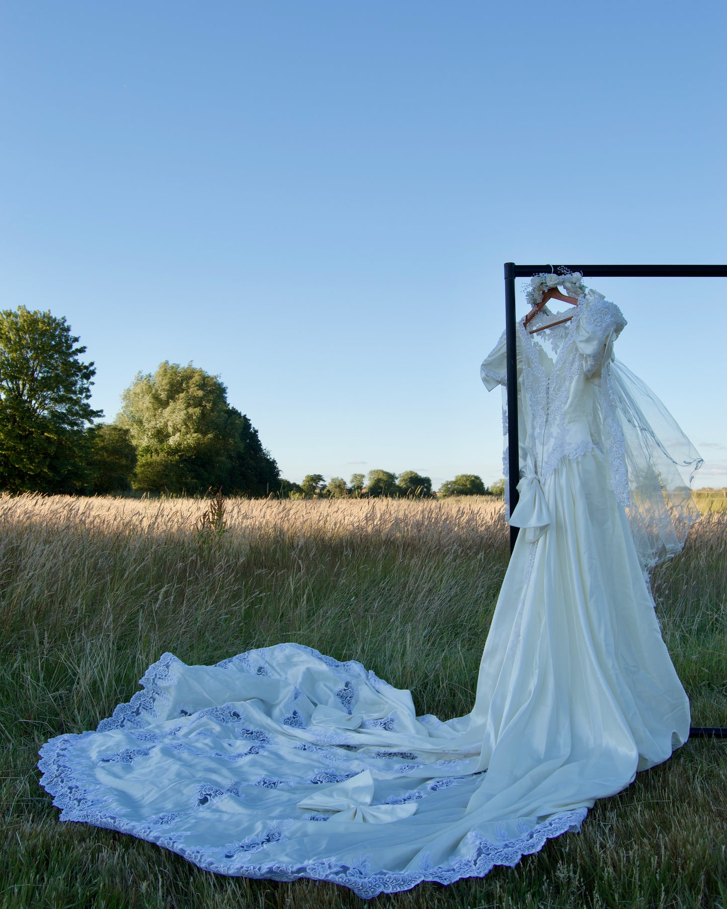 1980’s cathedral train wedding dress