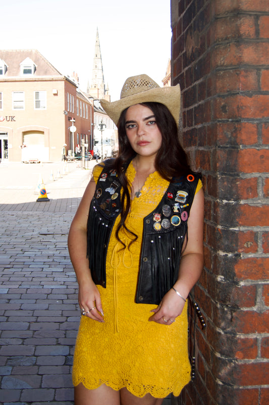 Vintage yellow crotchet dress